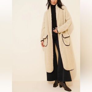 Free People Irresistable Teddy Faux Sherpa Fleece Cardi Maxi Duster Coat Jacket